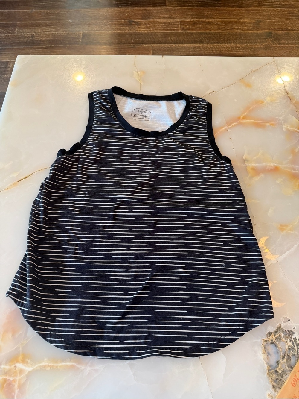 oiselle Black and White Striped Tank Top